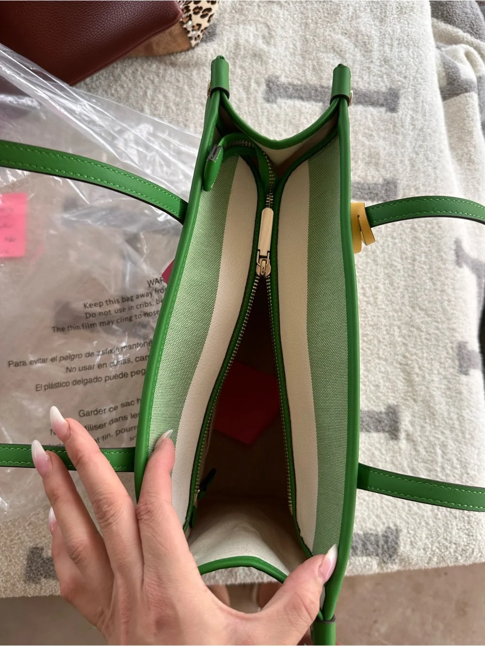 Kate Spade Market Cabana Striped Green & White Tote